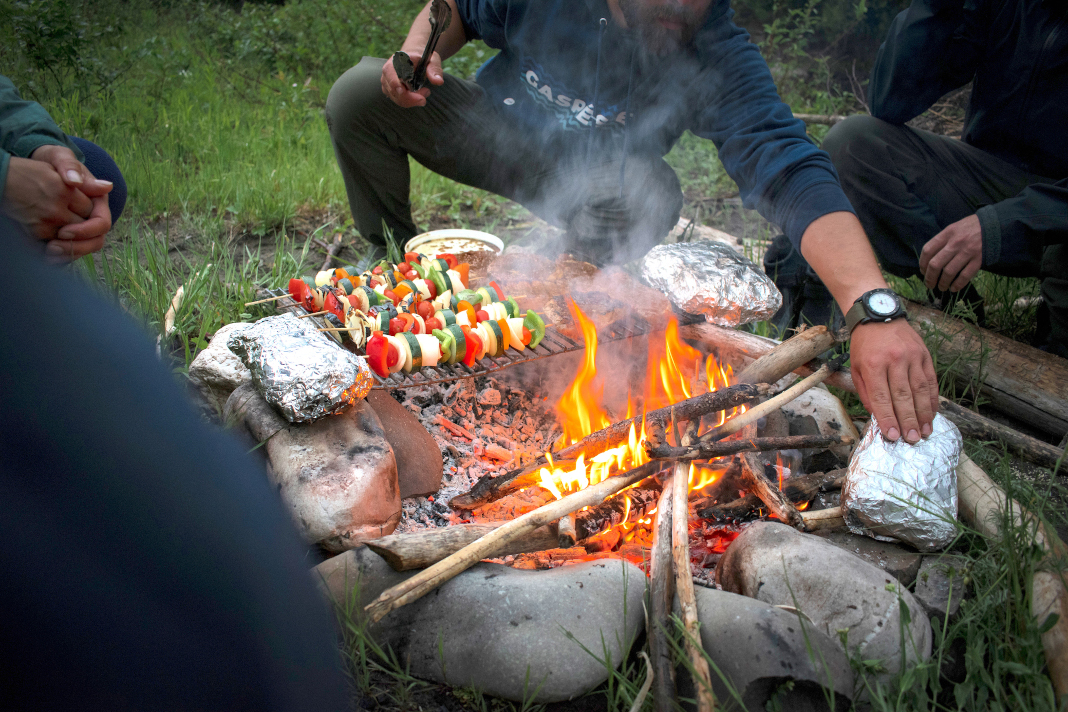 cooking on campfire.