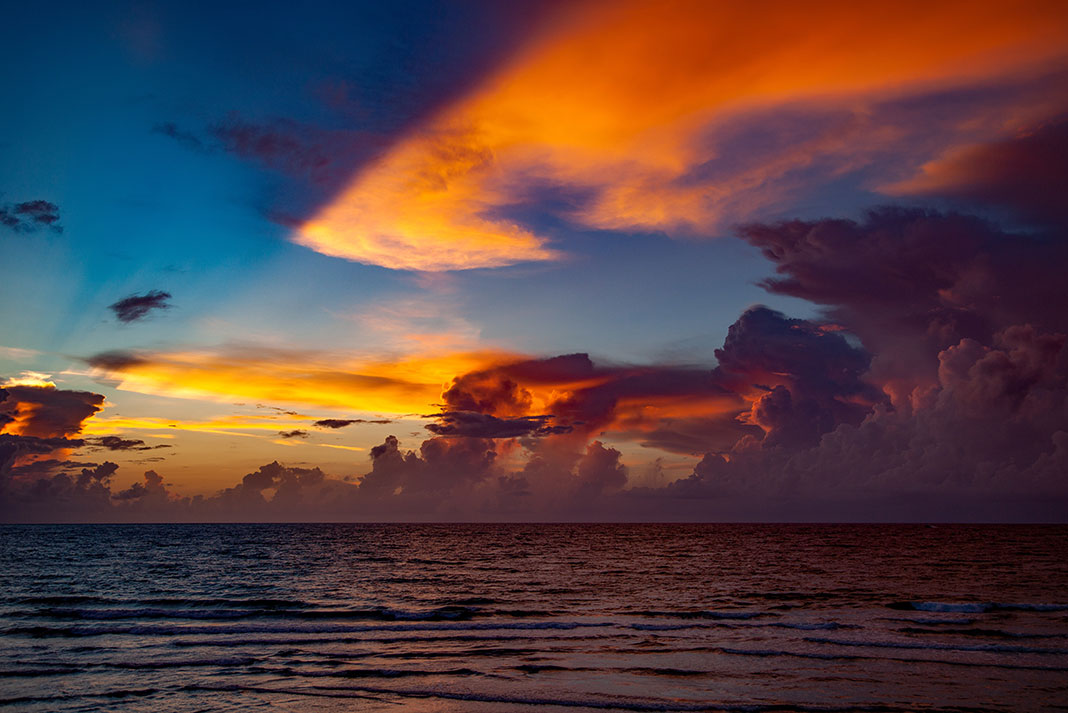 colorful clouds over the water at Pompano Beach, Florida