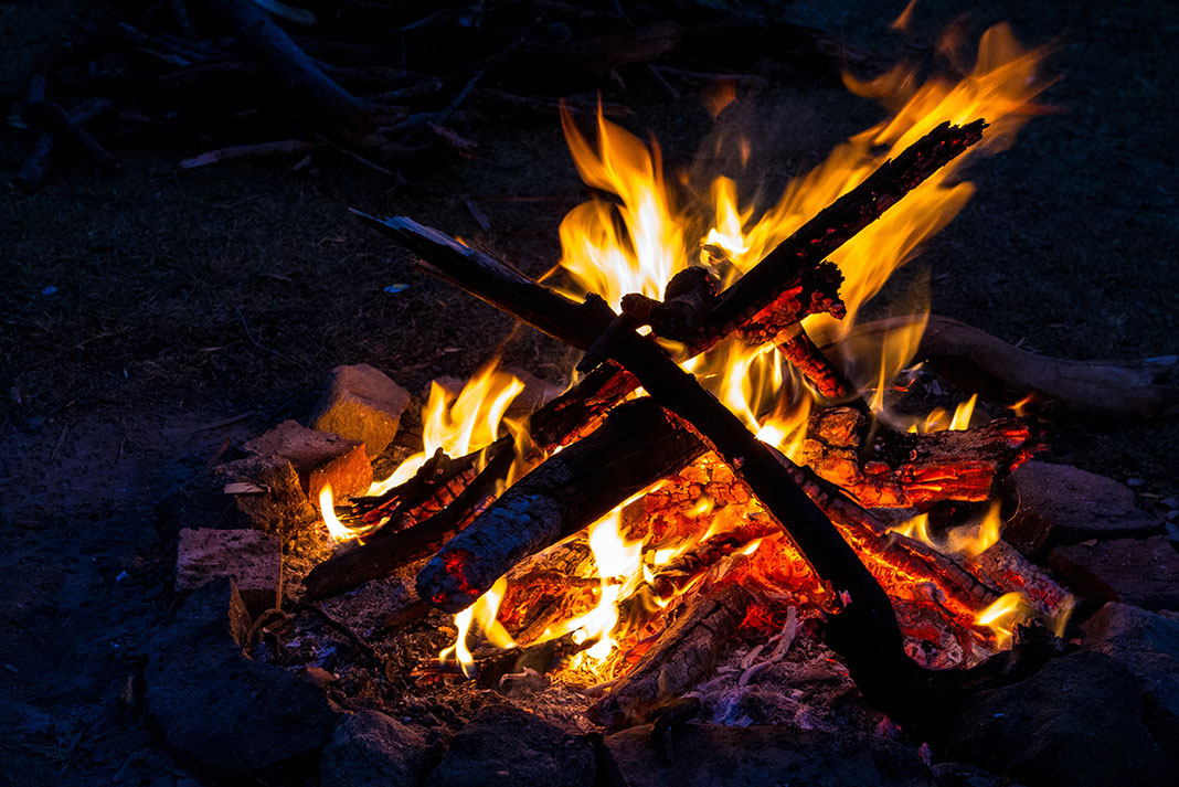 campfire around which a ghost story is often told