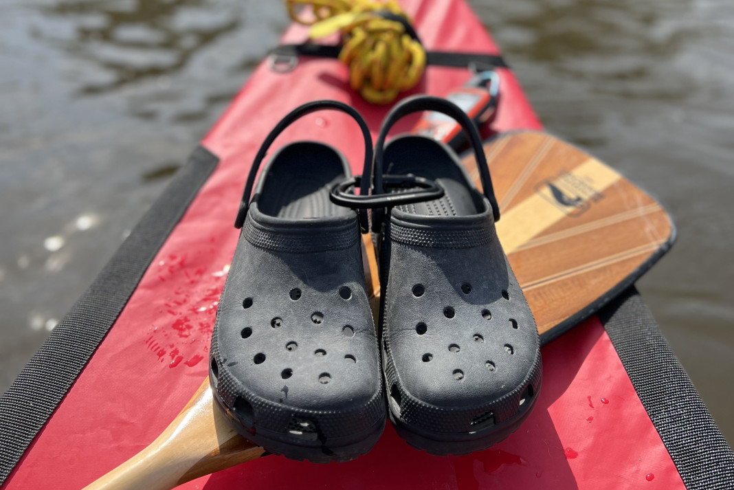 Crocs sandals for canoe camping