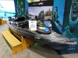 Old Town BigWater ePDL+ 132 pedal/motor kayak on display at ICAST 2023