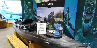 Old Town BigWater ePDL+ 132 pedal/motor kayak on display at ICAST 2023