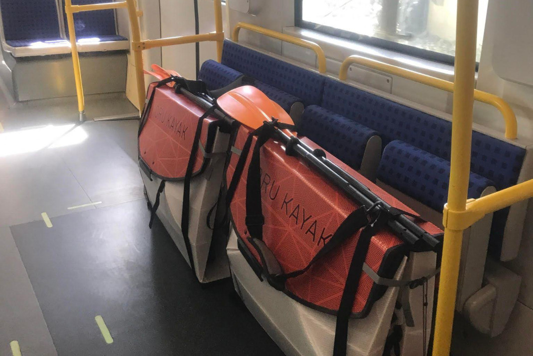 Oru folding kayaks on the O Train.