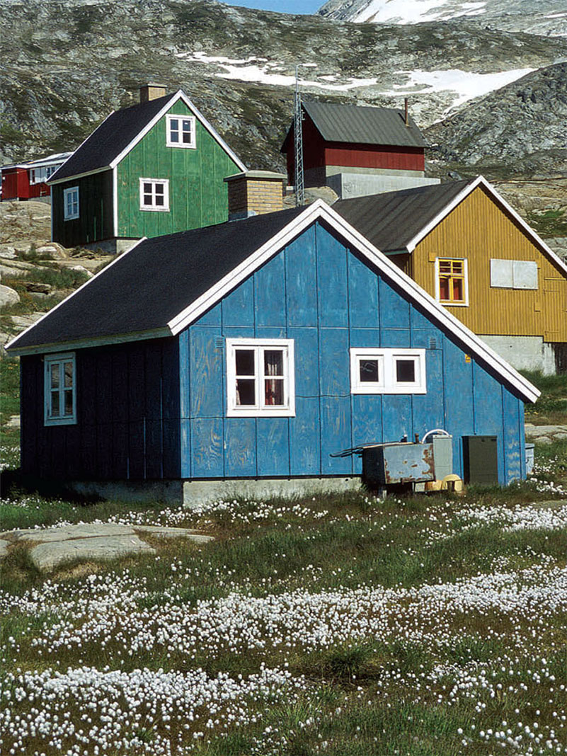 Houses in Greenland are squeezed between mountains and ocean