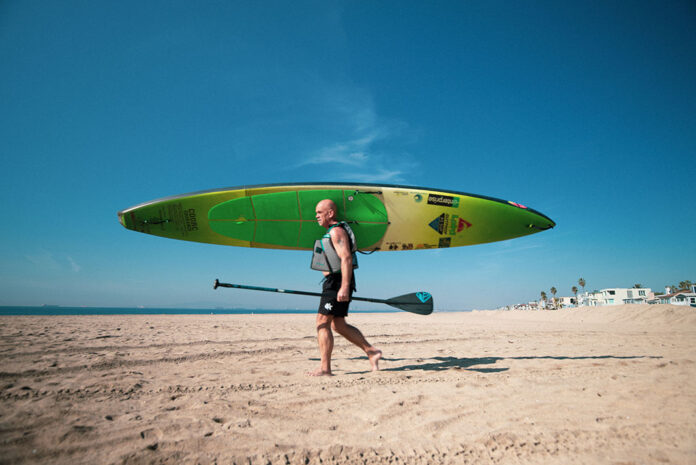 SUP athlete Tom Jones heading out for another day of training