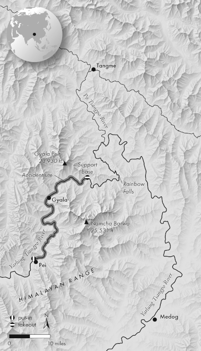 Map of the Yarlung Tsangpo River.