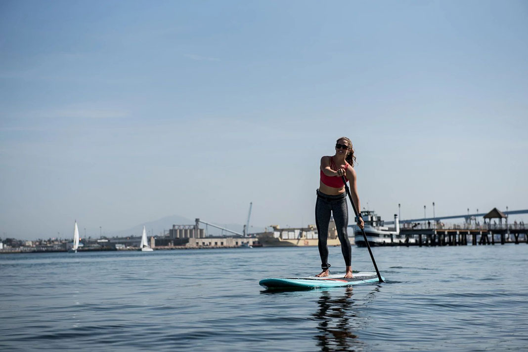 woman paddling on a standup paddleboard