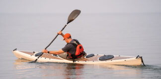 man paddles the Rodloga kayak from Melker of Sweden