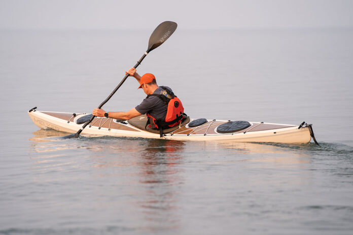 man paddles the Rodloga kayak from Melker of Sweden