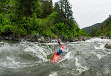 Hayden Voorhees taking on Jacob's Ladder on the North Fork following his champion run