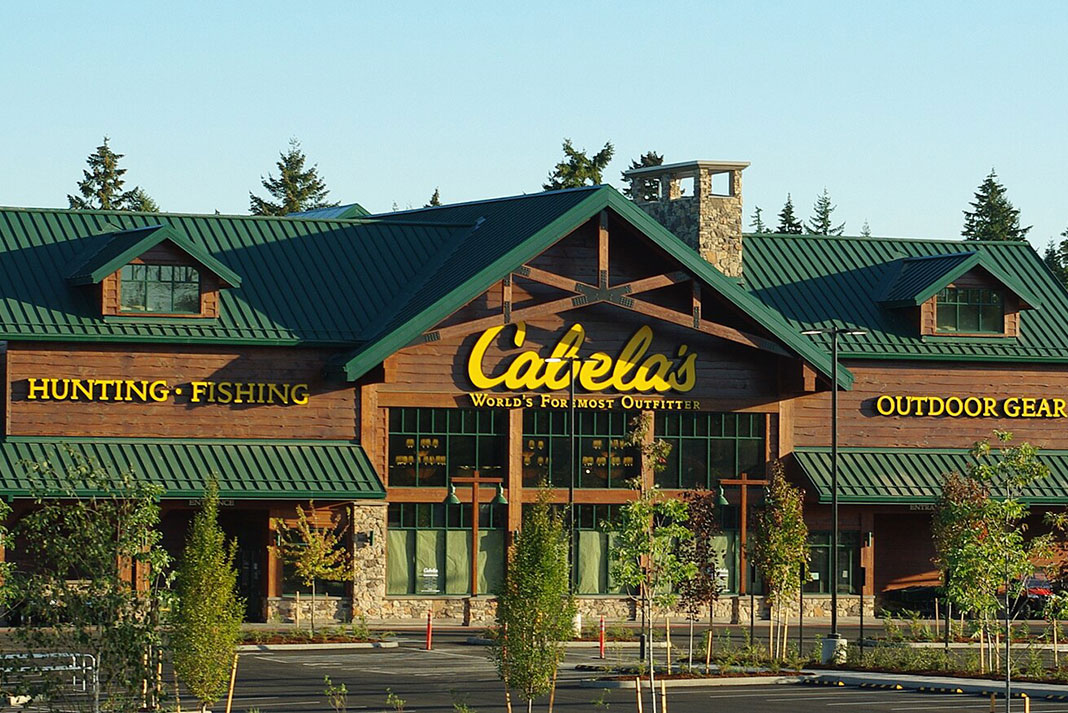 front of a Cabela's store in Oregon, where fishing kayaks are sold