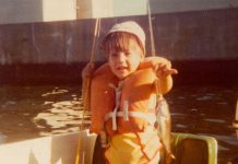 A young Chris Funk holds up his first fish on the path to becoming a complete angler
