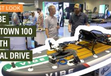 Vibe Uptown 100 inflatable paddleboard with new Dual Drive on display at ICAST 2024