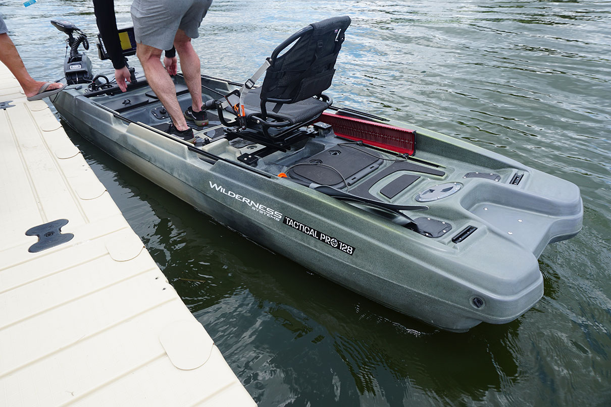 person stands on the Wilderness Systems Tactical 128 Pro at ICAST Demo Day