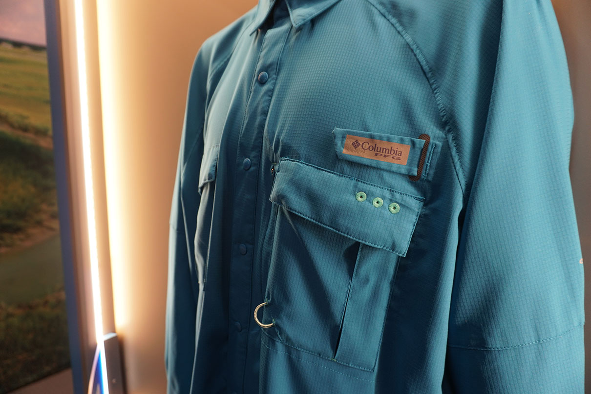 detail of Columbia PFG ShadowCaster Zero Shirt on display at ICAST 2024