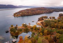 aerial view of North Alabama fishing grounds in fall