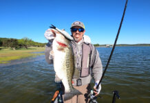 The Best Spring Bass Fishing Lures Derek Brundle with bass caught on glidebait.