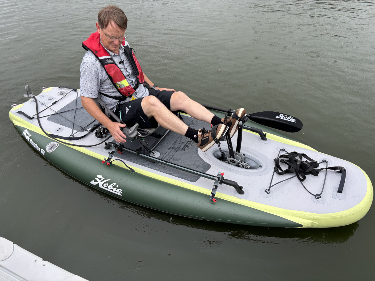 Hobie inflatable 10-foot fishing kayak.