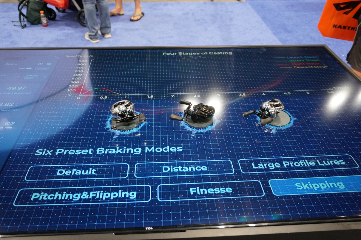 KastKing reels with iReel 2 smartphone app integration on display at ICAST 2025