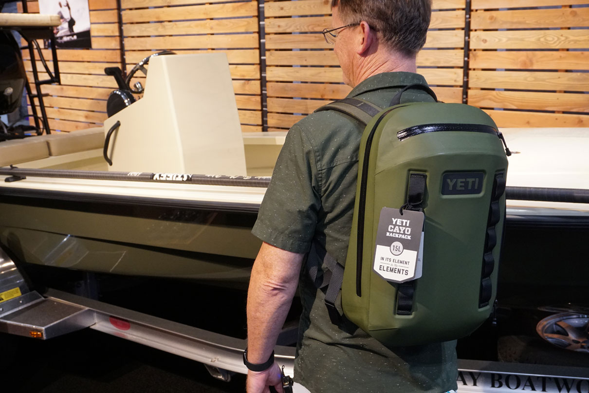 Kayak Angler editor Ric Burnley models the new Yeti Cayo backpack