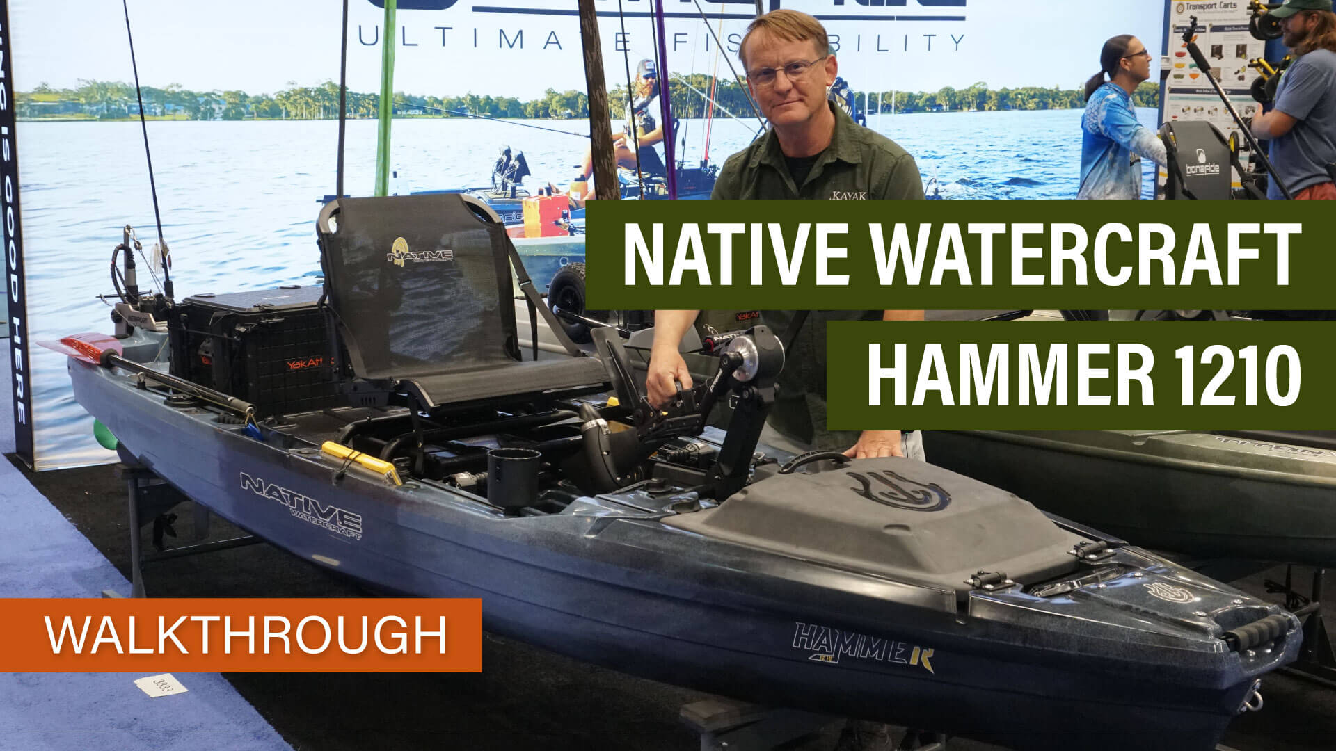 Kayak Angler editor Ric Burnley stands by the new Native Watercraft Hammer 1210 at ICAST 2025