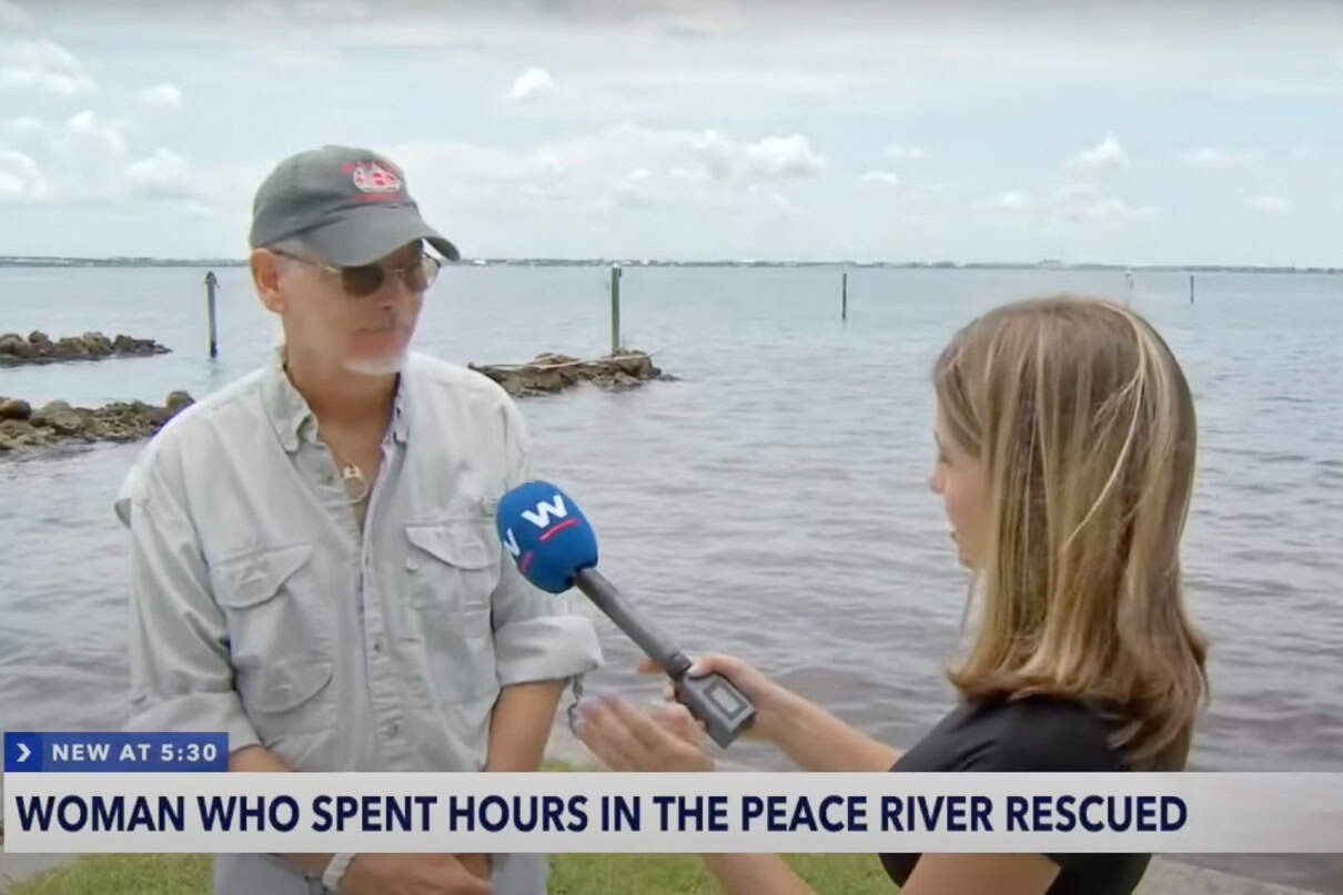 Rescuerer interviewed after saving woman who, after her canoe capsized, treaded water for 12 hours.