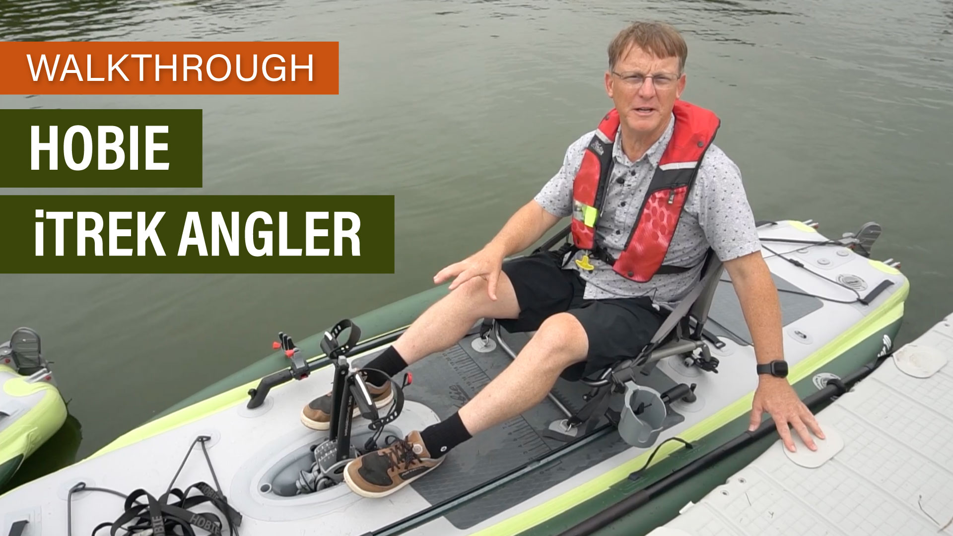 Kayak Angler editor Ric Burnley sits on the new Hobie iTrek Angler inflatable fishing kayak