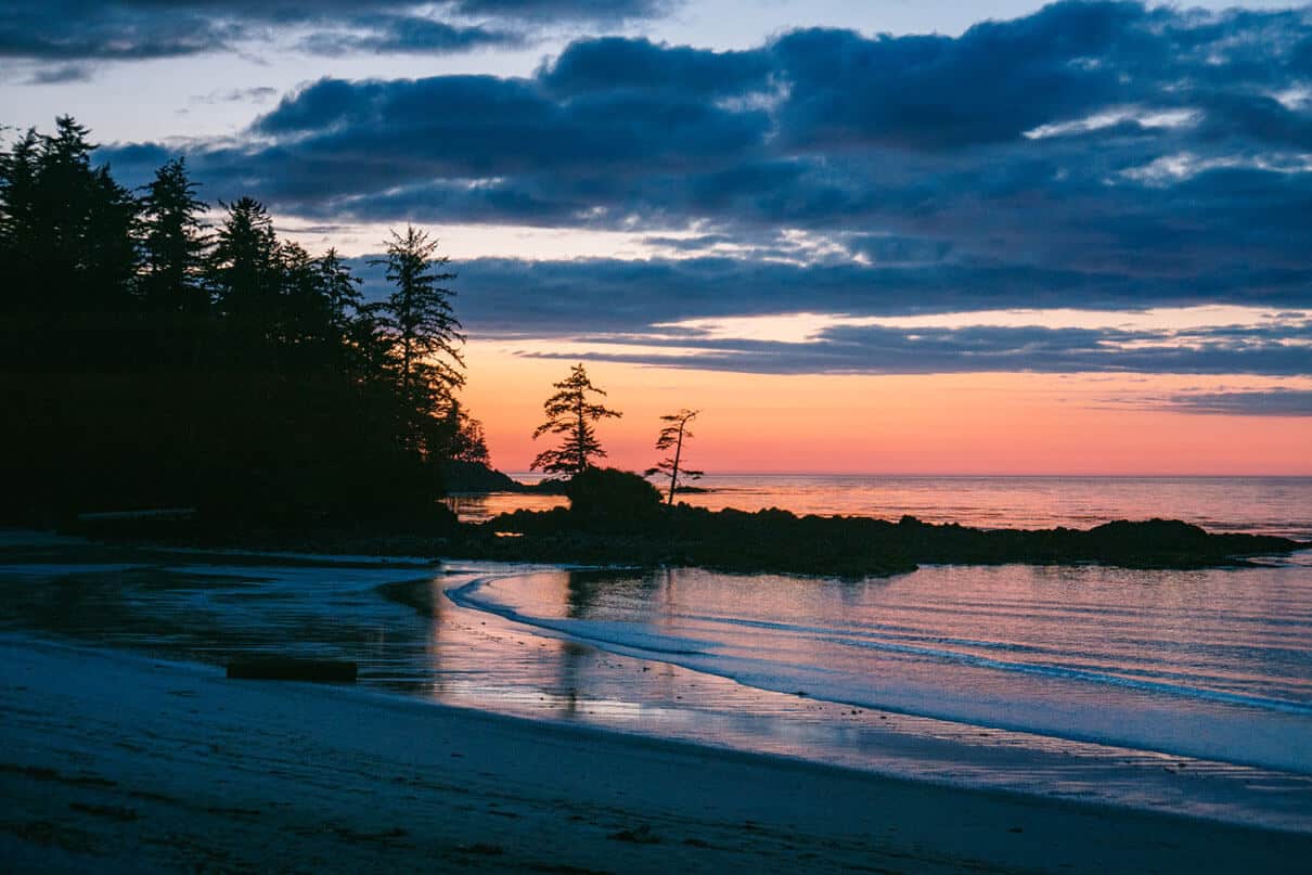 sunset on a scenic beach