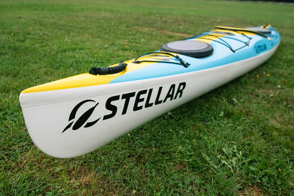 shot of the bow of Stellar's Modular S14 G2 light touring kayak
