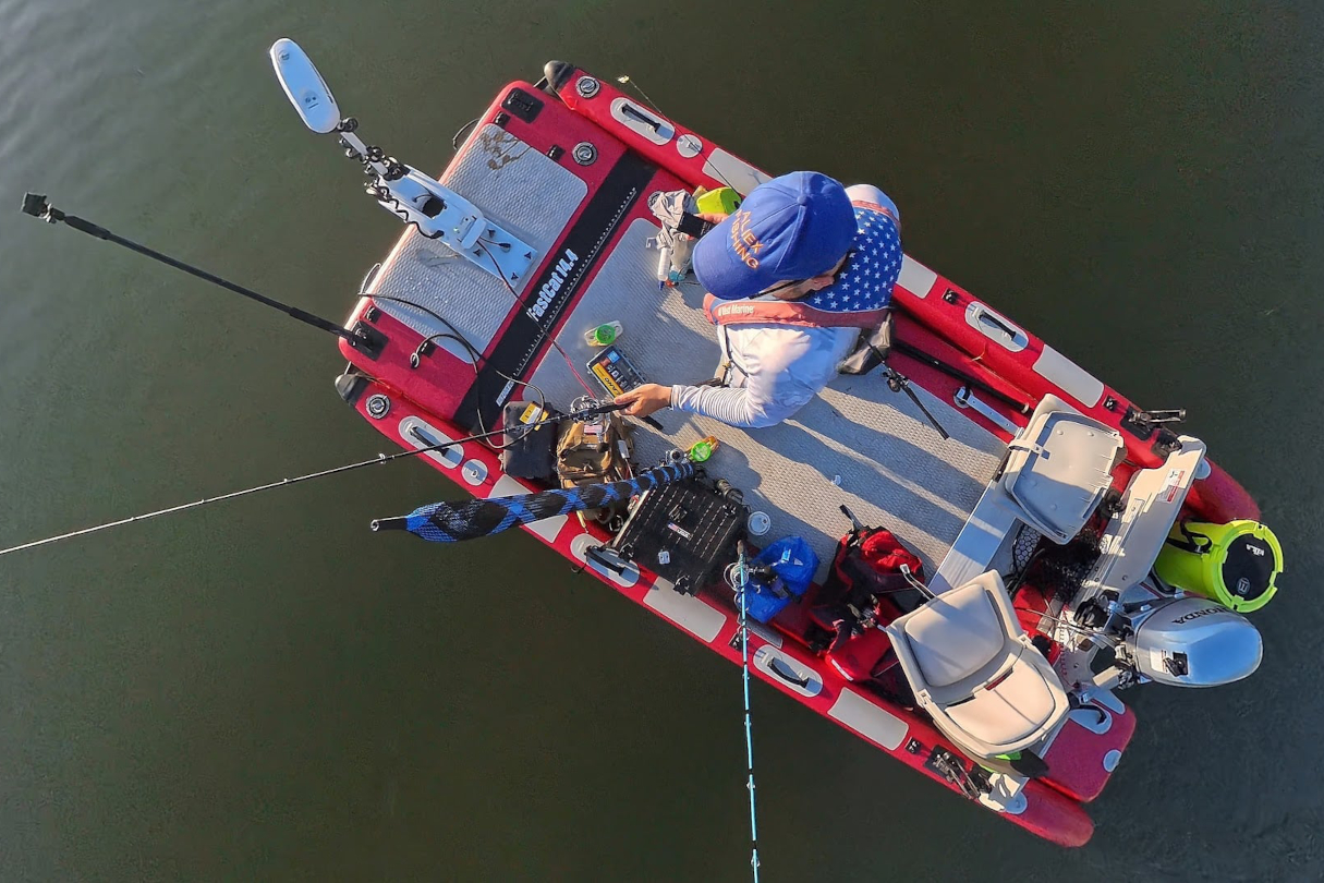 A multi-person inflatable skiff from Sea Eagle kayaks.