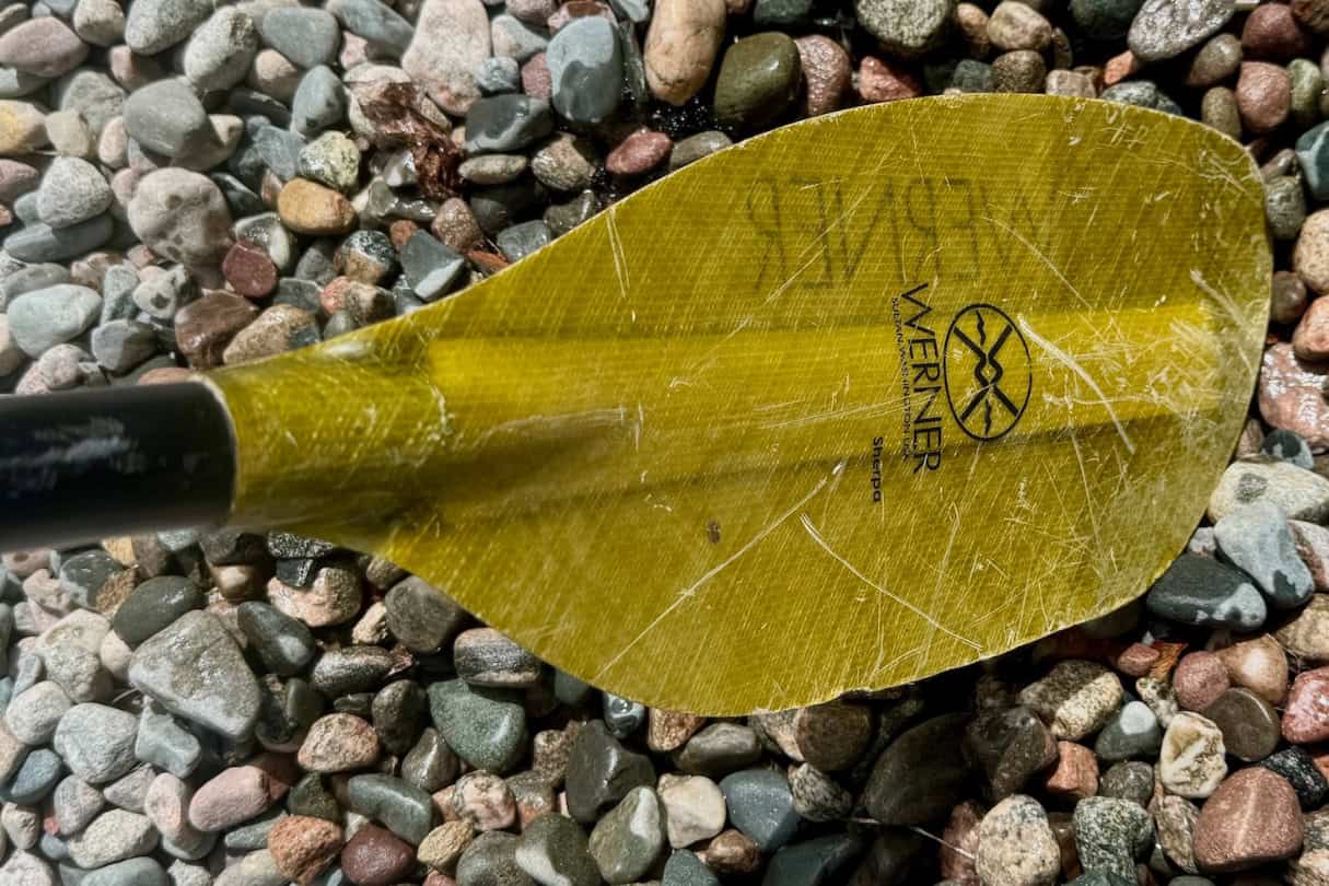 Fiberglass kayak paddle blade.