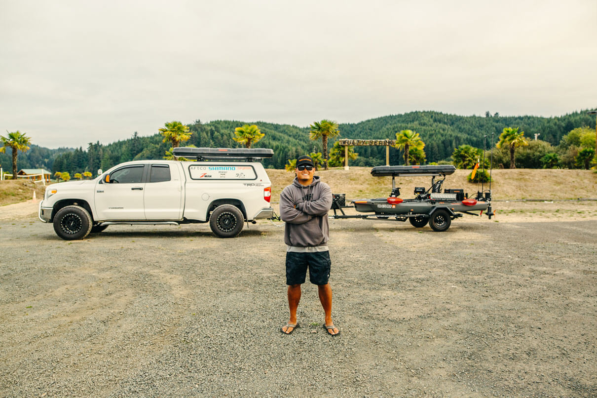 Brandon Hua with his rig