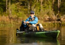 Happy man fishing