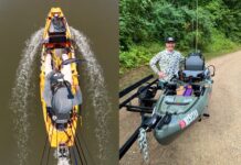 Image of Romel Labrador and Paul Glass, YakOff Competitors, with their kayak fishing rigs