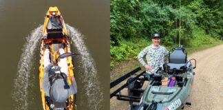 Image of Romel Labrador and Paul Glass, YakOff Competitors, with their kayak fishing rigs