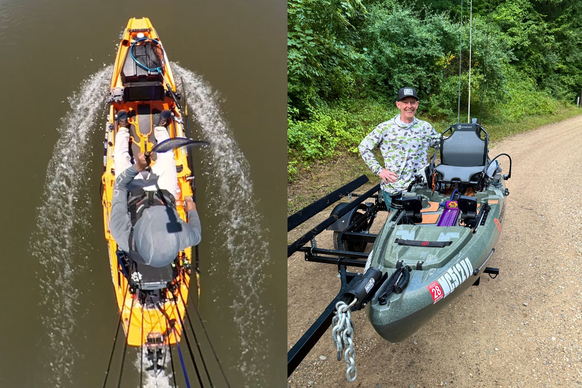 Image of Romel Labrador and Paul Glass, YakOff Competitors, with their kayak fishing rigs