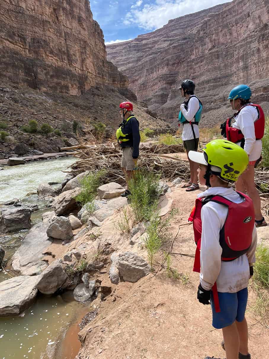 Asa McCallum and family scouting the Government Rapids