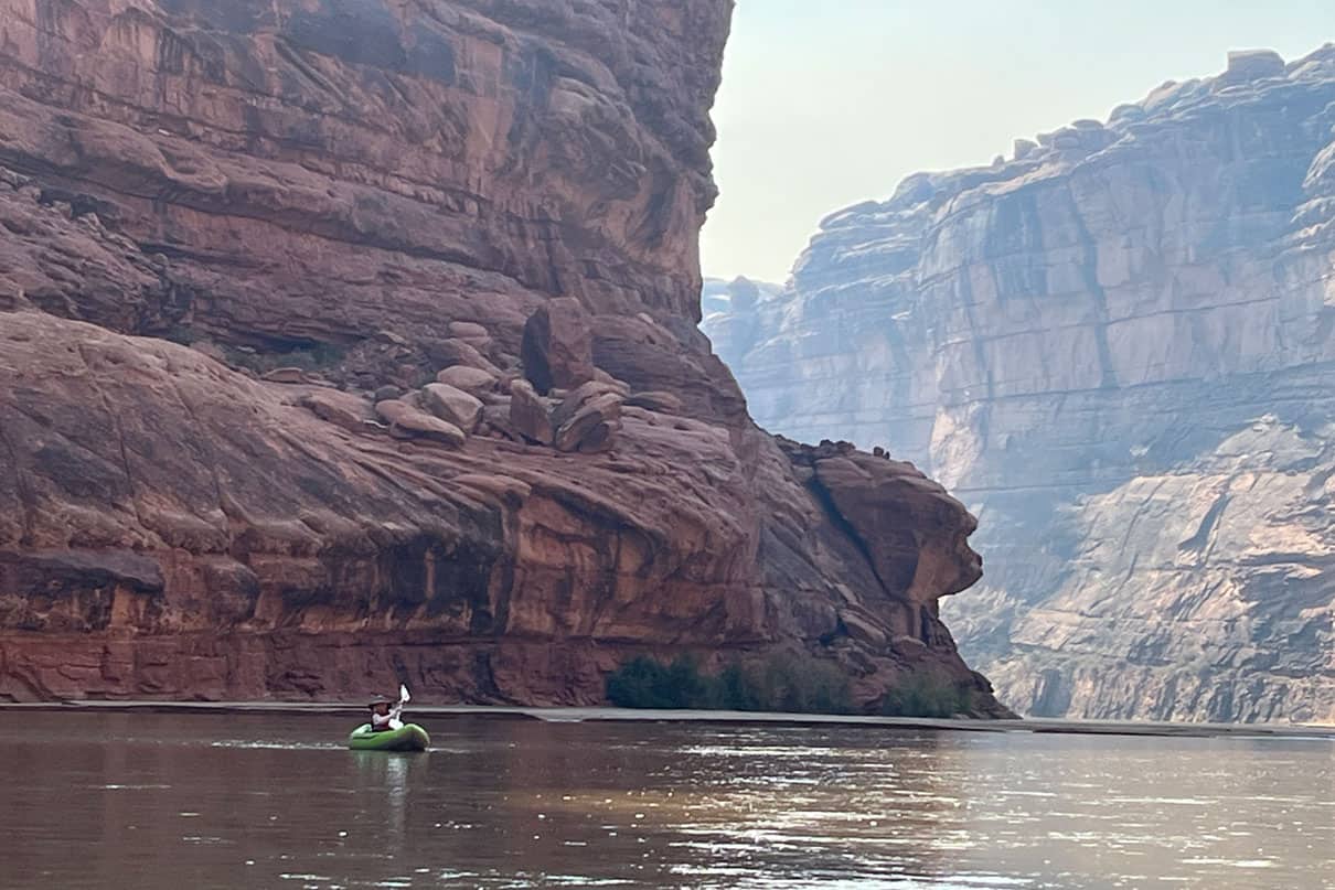 Asa McCallum paddles on the San Juan river