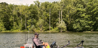 Jeff Burlingame of Michigan-based Aggressively Average Anglers shows off his kayak fishing rig.