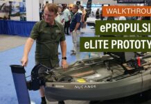 Ric Burnley scopes out the ePropulsion eLite kayak motor.