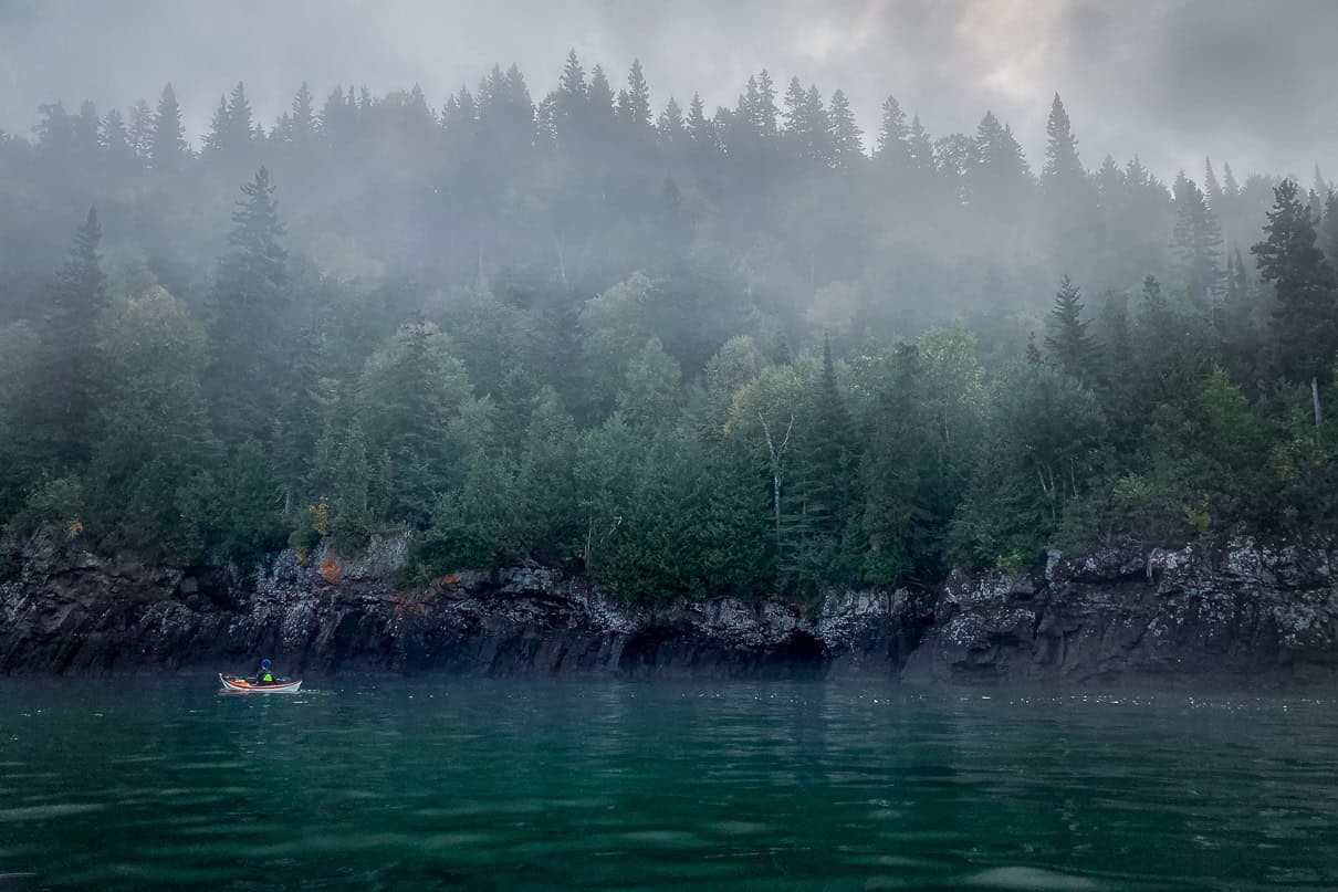 paddling in the fog