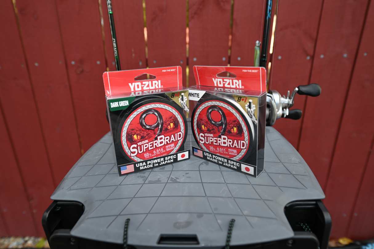 Two spools of Yo-Zuri Superbraid.