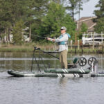 Kayak Angler editor Ric Burnley stands and casts from Sea Eagle FishSUP, one of number of recent fish-ready inflatable kayaks