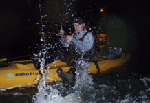 Kayak Angler editor Ric Burnley kayak fishing at night when he was still a beginner
