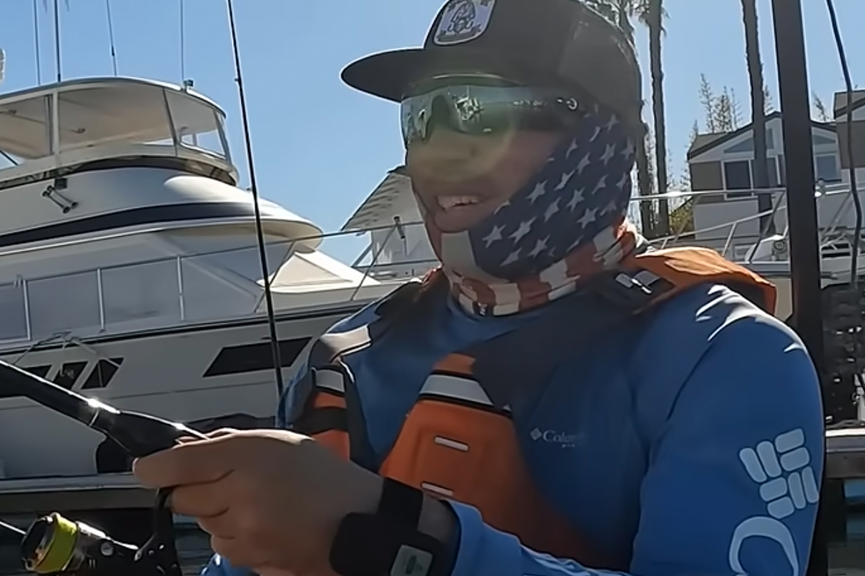 Kayak angler Michael Gutz Muto had a man threaten to call the police on him while kayak fishing near a private marina in San Diego Bay.