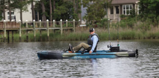 Pedal Kayak Review: Old Town Sportsman PDL 120 Pro Kayak Angler editor Ric Burnley pedals the Old Town Sportsman 120 Pro during his on-water test