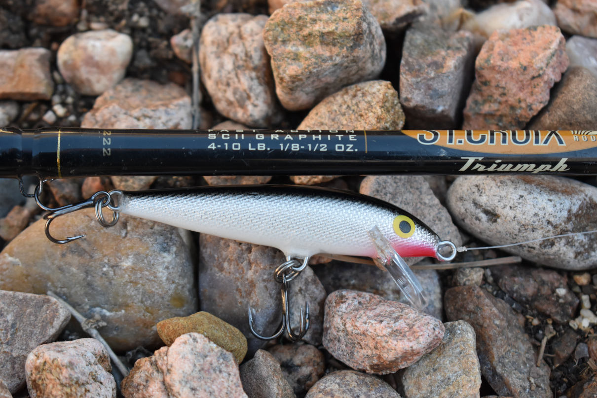 An original Floating Rapala Minnow crankbait.