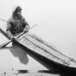 Vatican Returns Inuvialuit Kayak After 100 Years (Video) Image of a hunter in an Inuvialuit kayak.