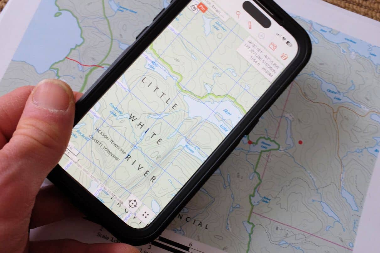 CalTopo screen showing a topographic map in app.