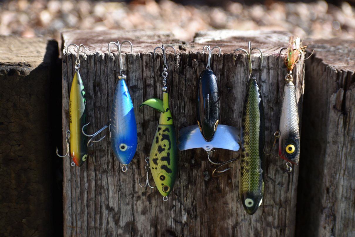Topwater lures assembled.